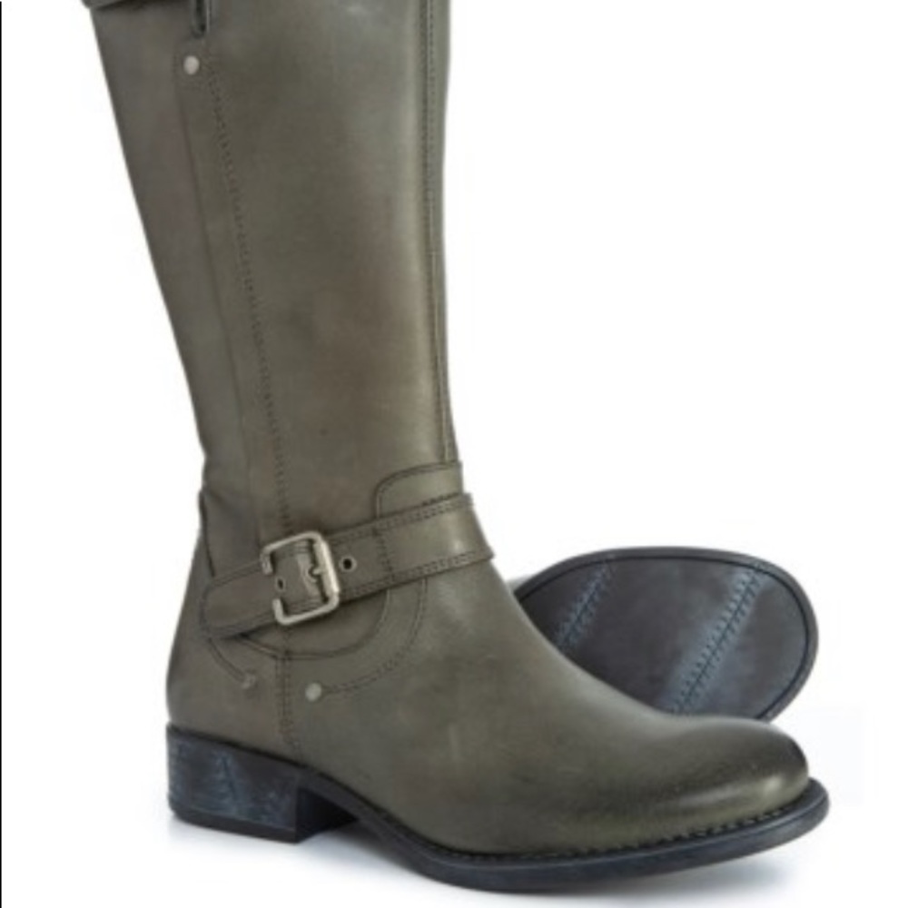 Grey leather boots